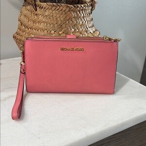 Michael Kors Pink Saffiano Leather Clutch
